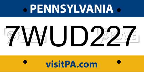 7WUD227 Pennsylvania License Plate