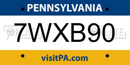 7WXB90 Pennsylvania License Plate