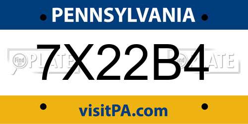 7X22B4 Pennsylvania License Plate
