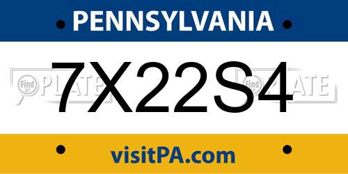 7X22S4 Pennsylvania License Plate
