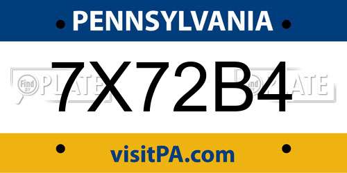 7X72B4 Pennsylvania License Plate