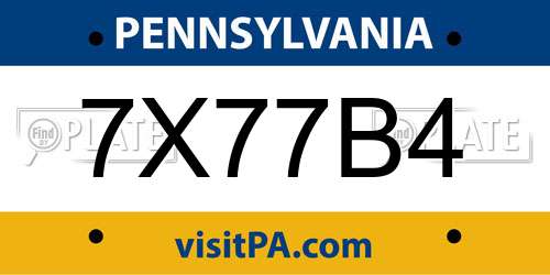 7X77B4 Pennsylvania License Plate