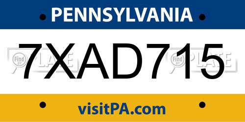 7XAD715 Pennsylvania License Plate