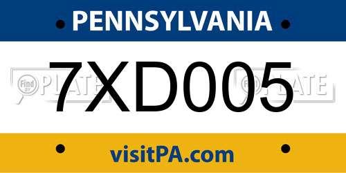 7XD005 Pennsylvania License Plate