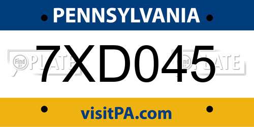 7XD045 Pennsylvania License Plate