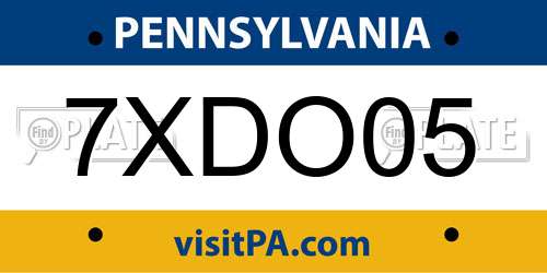 7XDO05 Pennsylvania License Plate