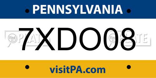 7XDO08 Pennsylvania License Plate