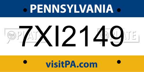 7XI2149 Pennsylvania License Plate