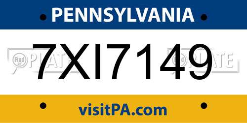 7XI7149 Pennsylvania License Plate