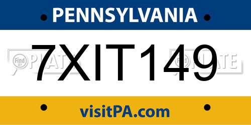 7XIT149 Pennsylvania License Plate