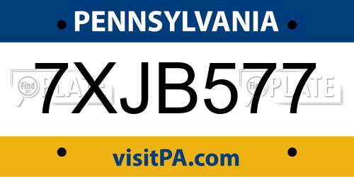 7XJB577 Pennsylvania License Plate