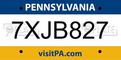 7XJB827 Pennsylvania License Plate