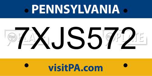 7XJS572 Pennsylvania License Plate