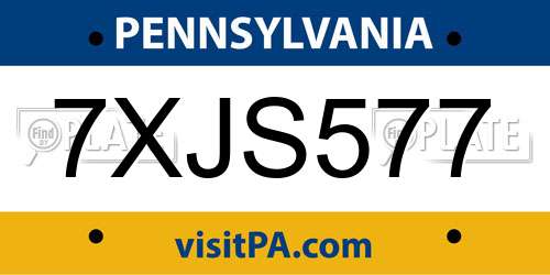 7XJS577 Pennsylvania License Plate
