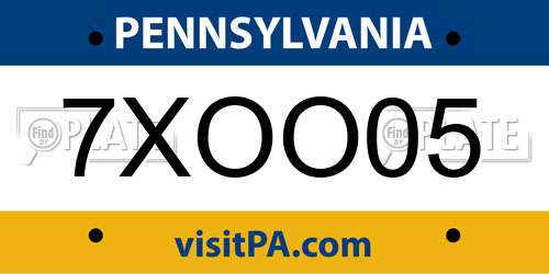 7XOO05 Pennsylvania License Plate