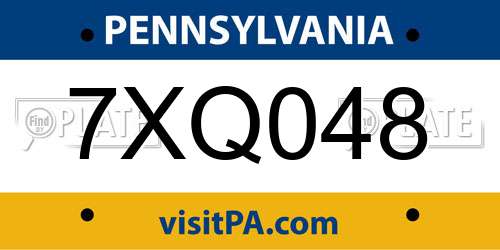 7XQ048 Pennsylvania License Plate