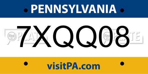 7XQQ08 Pennsylvania License Plate