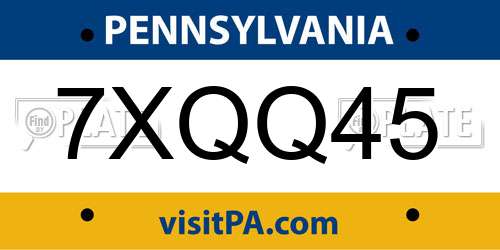 7XQQ45 Pennsylvania License Plate