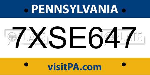 7XSE647 Pennsylvania License Plate