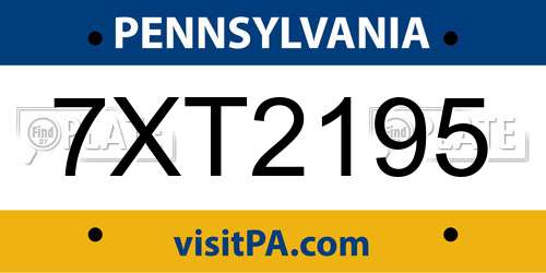 7XT2195 Pennsylvania License Plate