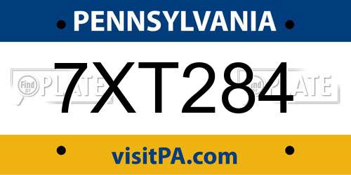 7XT284 Pennsylvania License Plate