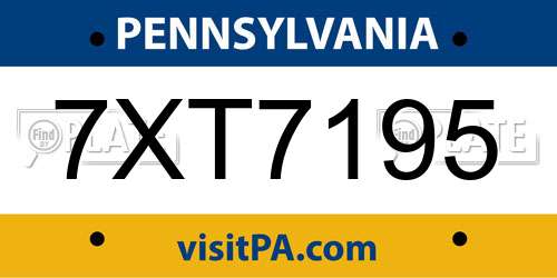 7XT7195 Pennsylvania License Plate