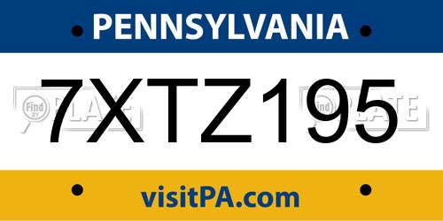 7XTZ195 Pennsylvania License Plate