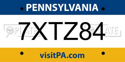 7XTZ84 Pennsylvania License Plate