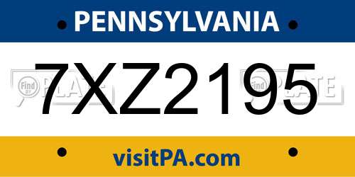 7XZ2195 Pennsylvania License Plate