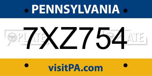 7XZ754 Pennsylvania License Plate