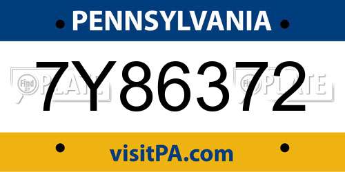 7Y86372 Pennsylvania License Plate