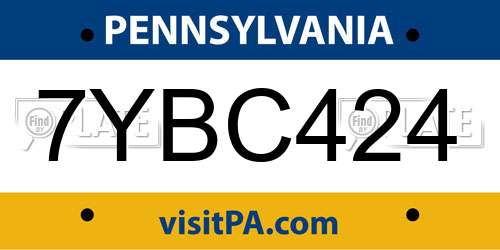 7YBC424 Pennsylvania License Plate