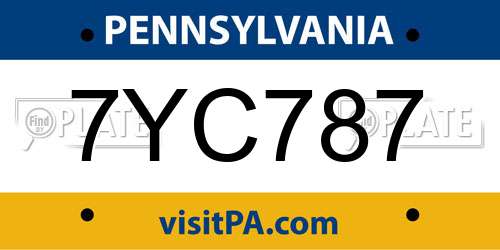 7YC787 Pennsylvania License Plate