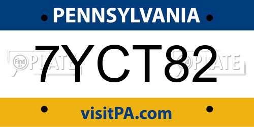 7YCT82 Pennsylvania License Plate