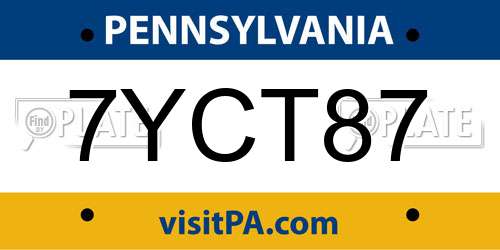7YCT87 Pennsylvania License Plate