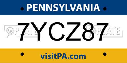 7YCZ87 Pennsylvania License Plate