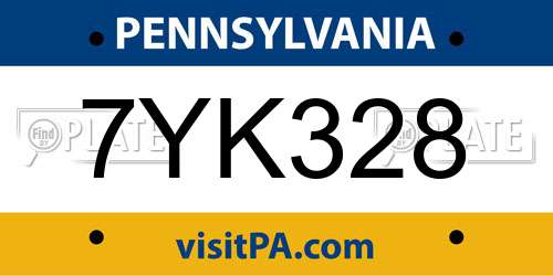 7YK328 Pennsylvania License Plate