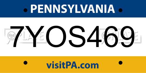 7YOS469 Pennsylvania License Plate