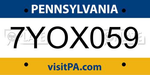 7YOX059 Pennsylvania License Plate