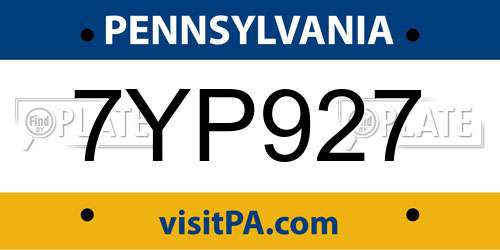 7YP927 Pennsylvania License Plate