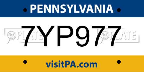 7YP977 Pennsylvania License Plate