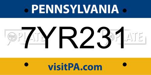 7YR231 Pennsylvania License Plate