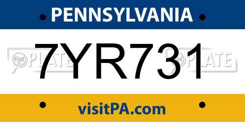 7YR731 Pennsylvania License Plate