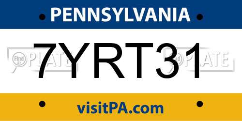 7YRT31 Pennsylvania License Plate