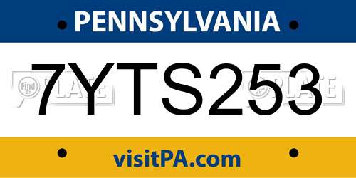 7YTS253 Pennsylvania License Plate