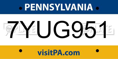 7YUG951 Pennsylvania License Plate