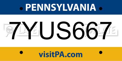 7YUS667 Pennsylvania License Plate