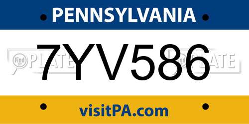 7YV586 Pennsylvania License Plate