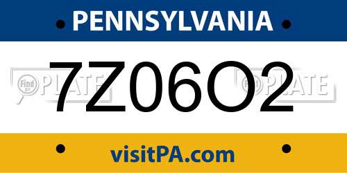 7Z06O2 Pennsylvania License Plate