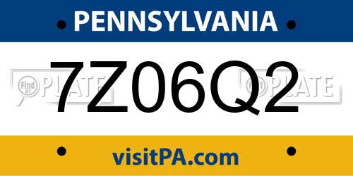 7Z06Q2 Pennsylvania License Plate